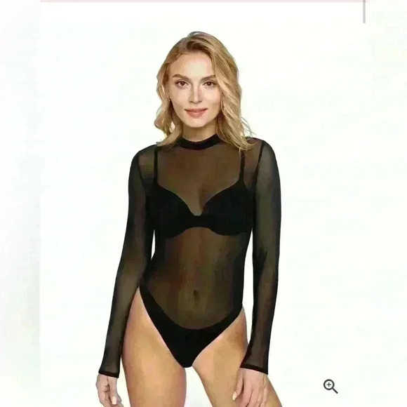 less is amor Tops - Sheer Bodysuit Long Sleeve by Less Is Amor